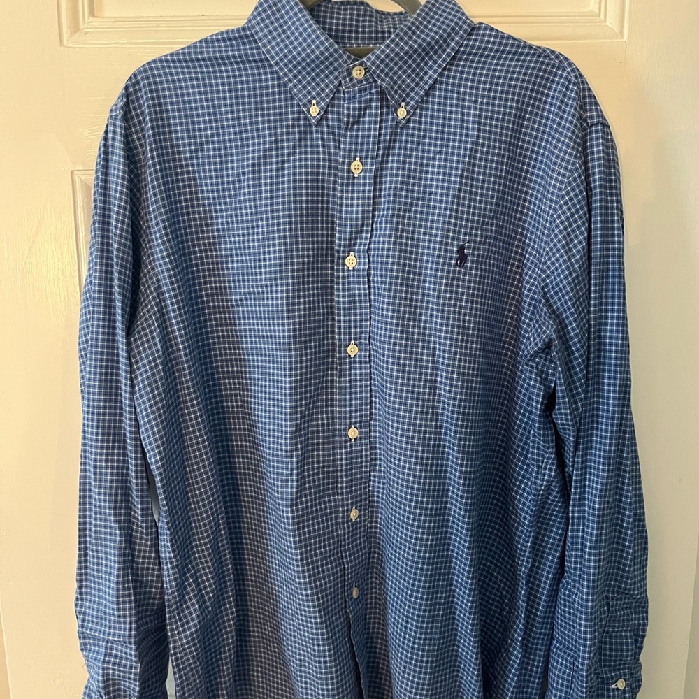 Ralph Lauren Blue Micro-Check Button-Down Shirt